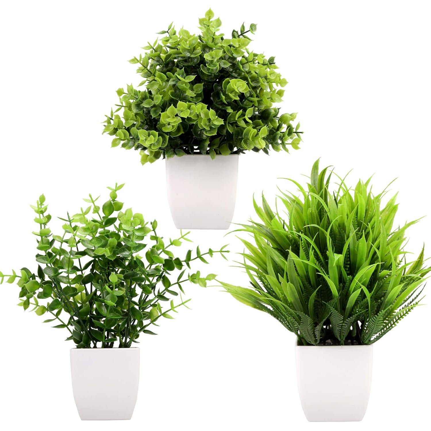 نباتات اصطناعية صغيرة في اصيص من جرين تايم، نباتات اوكالبتوس البلاستيكية الاصطناعية، نباتات عشب القمح، نباتات صناعية داخلية للمكتب وطاولة القهوة والحمام وغرفة النوم وديكور المنزل - صورة 8