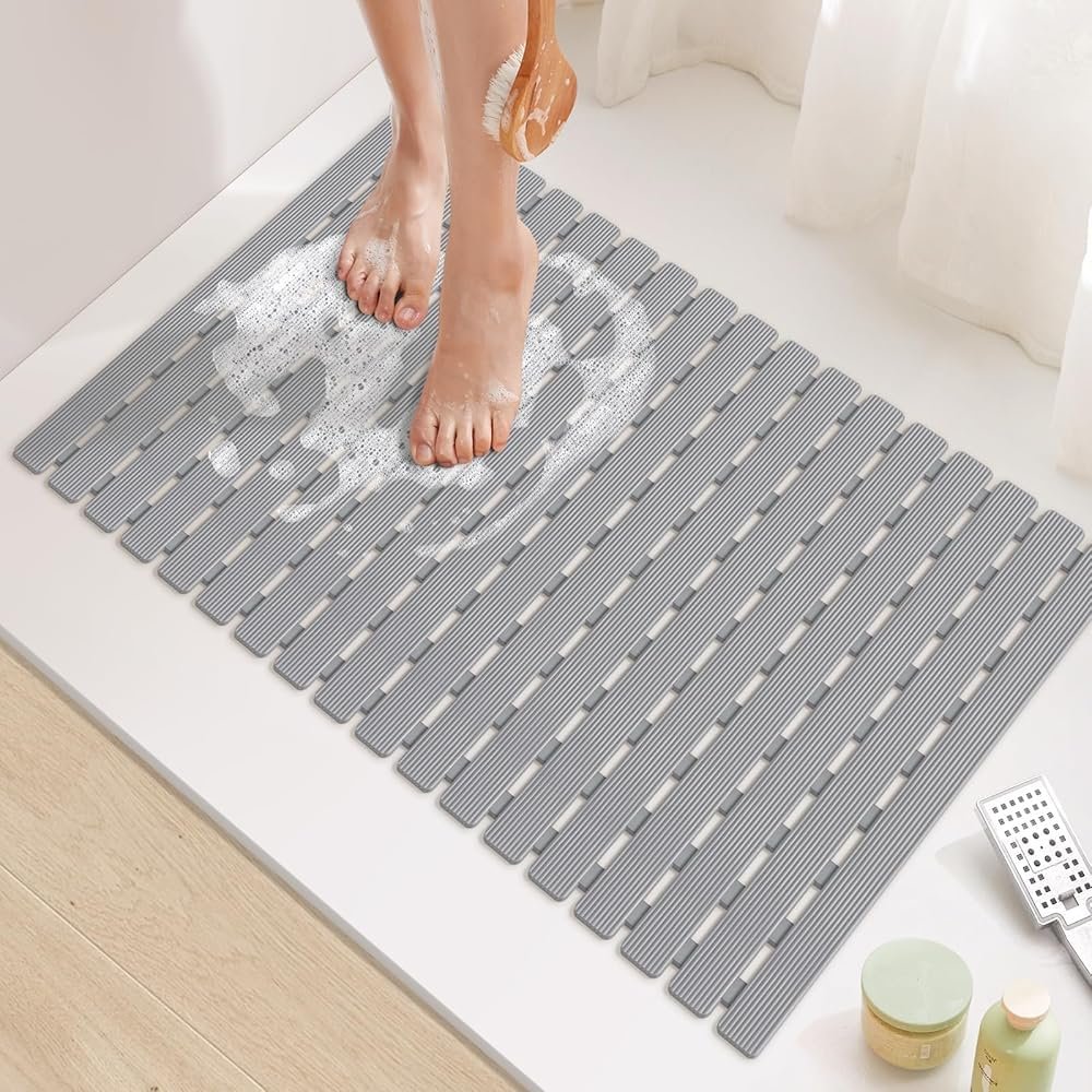 دواسة حوض استحمام مضادة للانزلاق بفتحات تصريف - تصميم عملي وسهلة التنظيف (جراى) - صورة 2