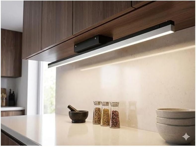 شريط اضاءة LED خطي 60 سم، لمسة نهائية سوداء، اضاءة ديكور مثبتة على الحائط لديكور المنزل - صورة 5