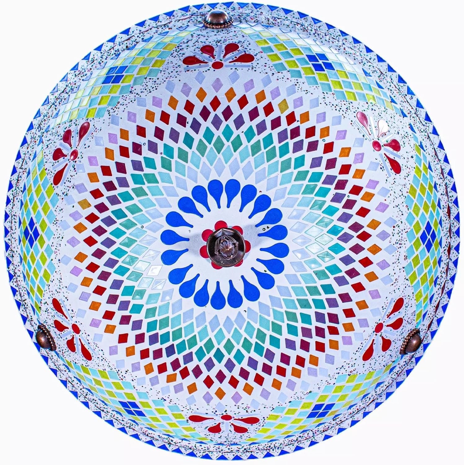 نجفة موزاييك معلقة يدوية الصنع، 3 لمبات E27، تصميم شرائح، لون ابيض، زجاج موزاييك ومعدن، إضاءة ديكورية للسقف - صورة 2