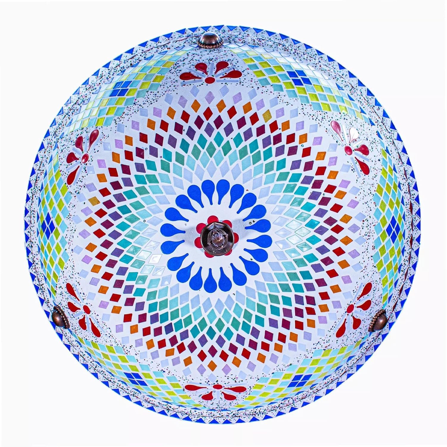 نجفة موزاييك معلقة يدوية الصنع، 3 لمبات E27، تصميم شرائح، لون ابيض، زجاج موزاييك ومعدن، إضاءة ديكورية للسقف - صورة 6