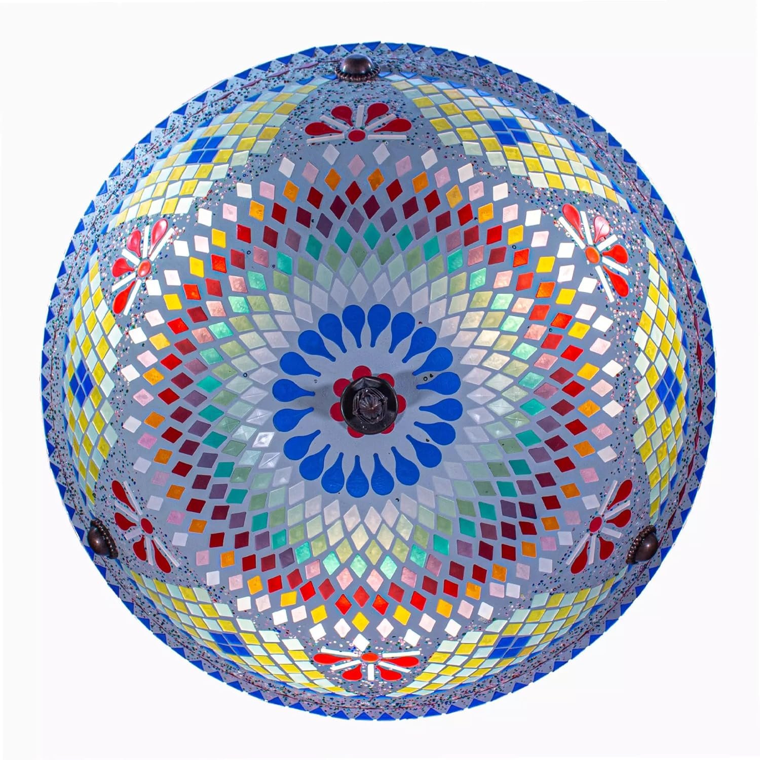 نجفة موزاييك معلقة يدوية الصنع، 3 لمبات E27، تصميم شرائح، لون ابيض، زجاج موزاييك ومعدن، إضاءة ديكورية للسقف - صورة 8