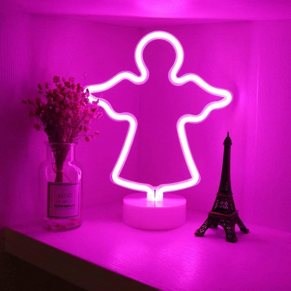 ديكور إضاءة ليلية LED نيون جميل من ستيلار ستورز ضوء فني لطيف لتزيين الحفلات والمهرجانات ولهدايا عيد الحب وغرفة النوم المعيشة الزفاف ويوم الميلاد زهري يونيكورن مع بطارية منفذ USB - صورة 5