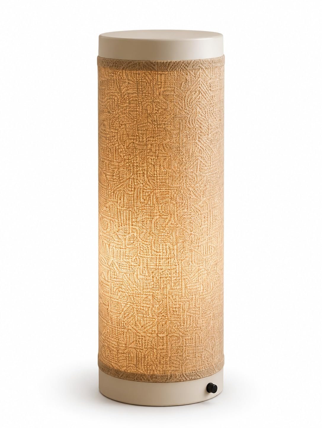 أباجورة مودرن أسطوانية - إضاءة قابلة للتعتيم (Dimmable) - غطاء قماش الخيش منسوج يدوياً - مثالية لغرفة النوم والمعيشة كقطعة ديكور بوهيمية راقية - صورة 10
