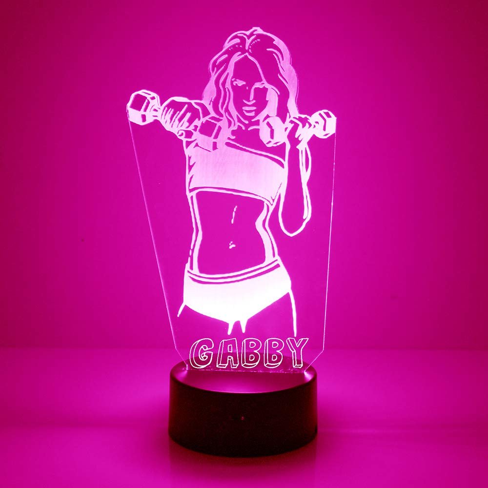 مصباح LED ليلي من ام اس فيتنس جيرل مخصص باسمك او نصك جهاز تحكم عن بعد بـ16 لون و4 اوضاع اضاءة كهدية لعرض اللافتات سلك يو بي بطارية - صورة 2