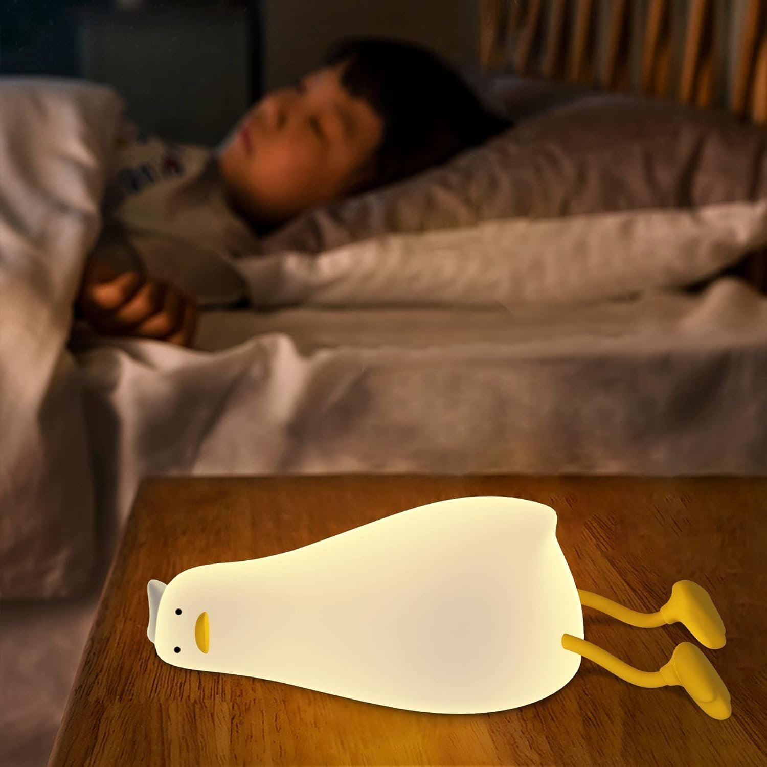 مصباح ليلي LED بتصميم بطة لطيفة، إضاءة ناعمة دافئة، مصباح زينة للأطفال وغرف النوم - صورة 4
