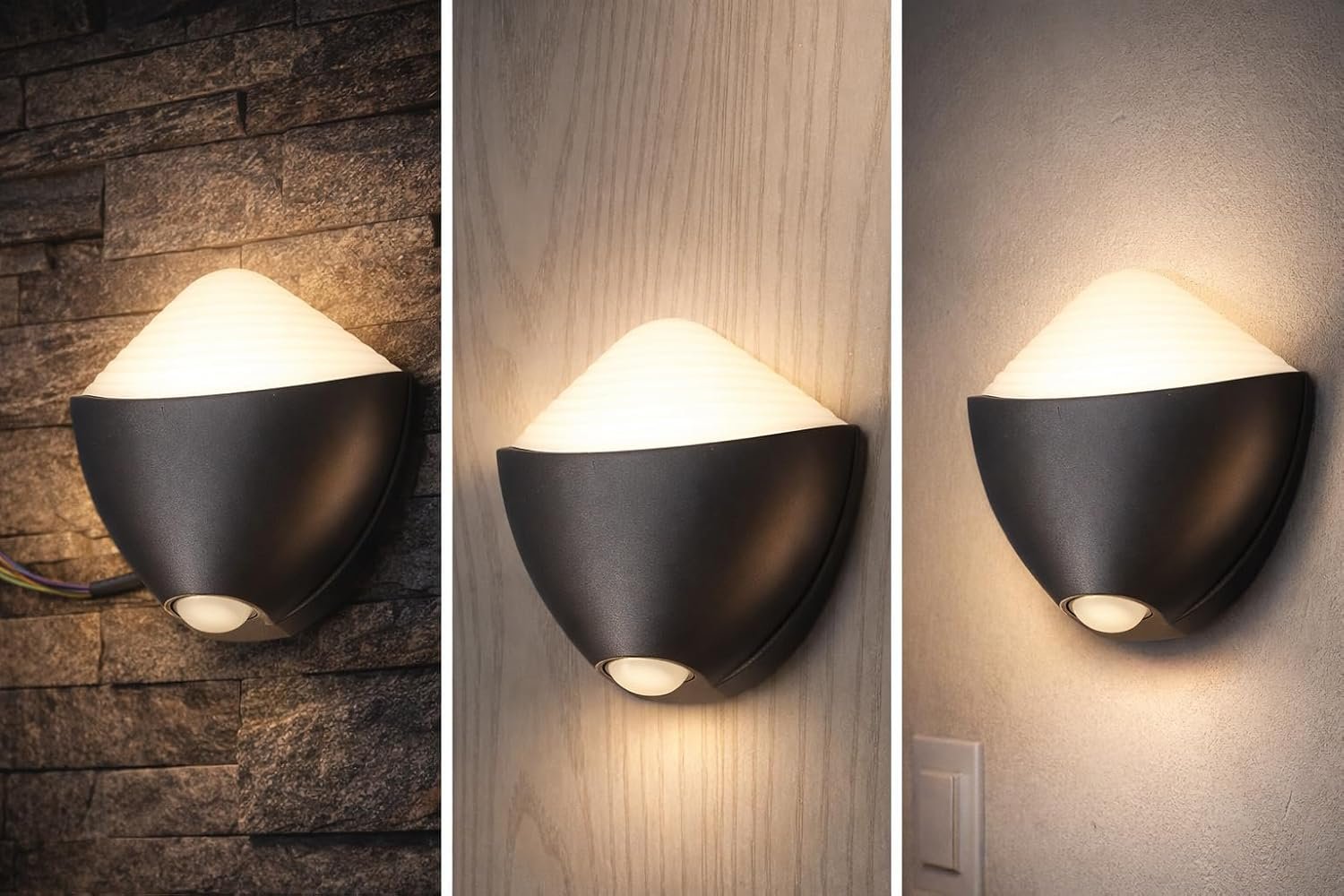 أبليك حائط LED مودرن، 6 وات، إضاءة صفراء دافئة، لون أسود وأبيض، أبعاد 10×10×7 سم، للاستخدام الداخلي والخارجي - صورة 6