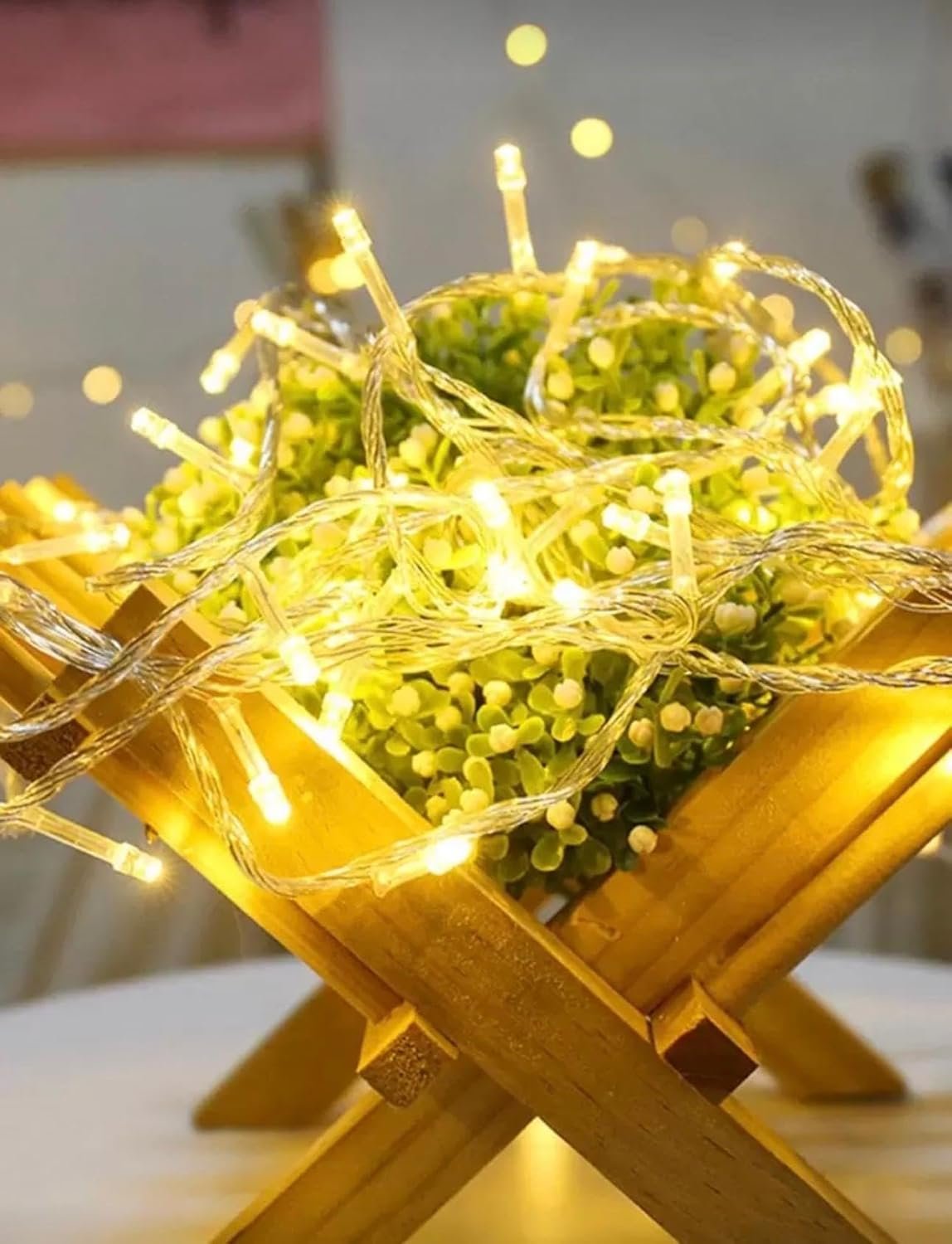 سلسلة مصابيح LED فيري بلون اصفر، 6 متر/40 LED، تعمل بالبطارية، طاقة USB او تيار مستمر، مادة البولي بروبيلين، لحفلات الزفاف، الحفلات، المنزل، غرفة النوم، الحديقة، الهالوين - صورة 11