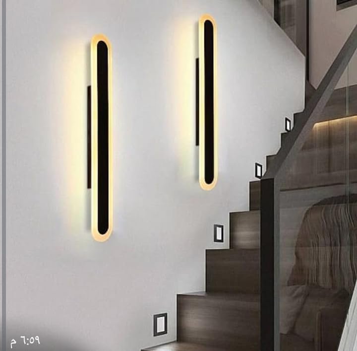 أبليك حائط LED خطي إهليلجي، لون ذهبي، طول 80 سم، 3 درجات إضاءة متغيرة، مناسب لغرف النوم والممرات والمكاتب - صورة 7