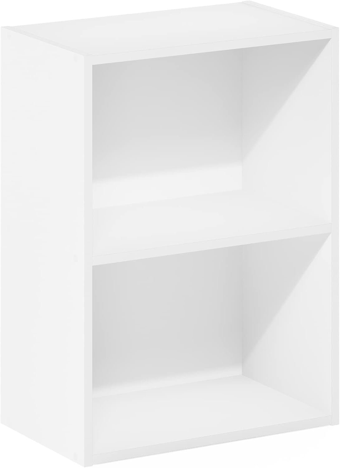 مكتبة من مستويين، رف كتب صغير ومنظم تخزين، تصميم عصري بسيط بلمسة نهائية بيضاء، مثالية للمساحات الصغيرة والمكاتب أو كوحدة رف منخفضة
