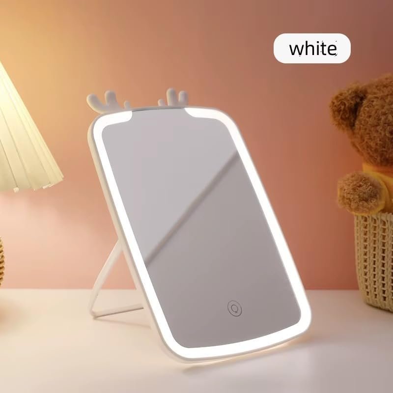 مرآة مكياج مع إضاءة LED وشاشة لمس وسطوع قابل للتعديل، حامل قابل للطي 100 درجة، محمولة للسفر، 25.4 سم - صورة 6