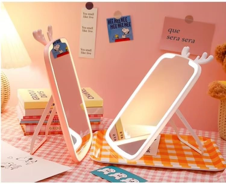 مرآة مكياج مع إضاءة LED وشاشة لمس وسطوع قابل للتعديل، حامل قابل للطي 100 درجة، محمولة للسفر، 25.4 سم - صورة 7