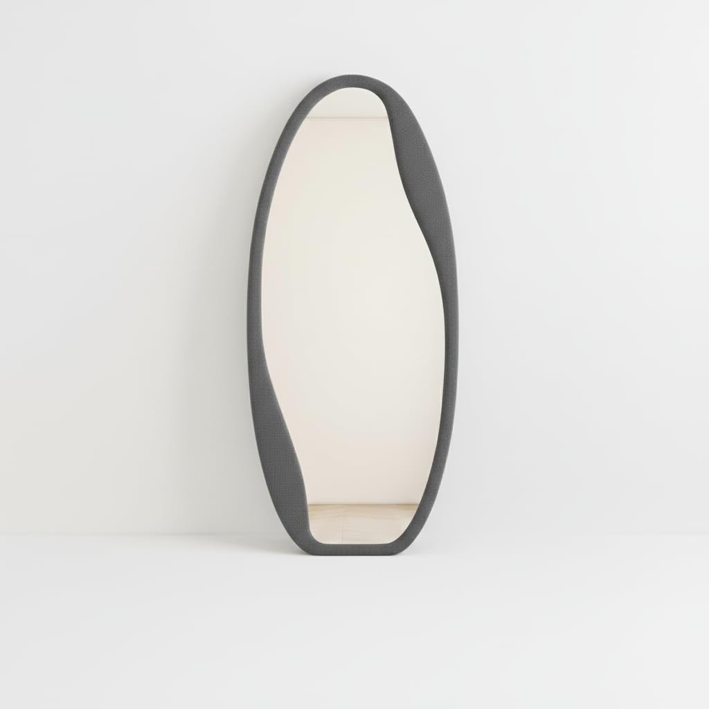 مراية استند ويفي 180×80 سم – إطار خشب MDF مع تنجيد قماش باندا فاخر – مرايا ديكور بطول كامل لغرف النوم وغرف الملابس – من No Comment Furniture (Deep Dark Gray18) - صورة 2