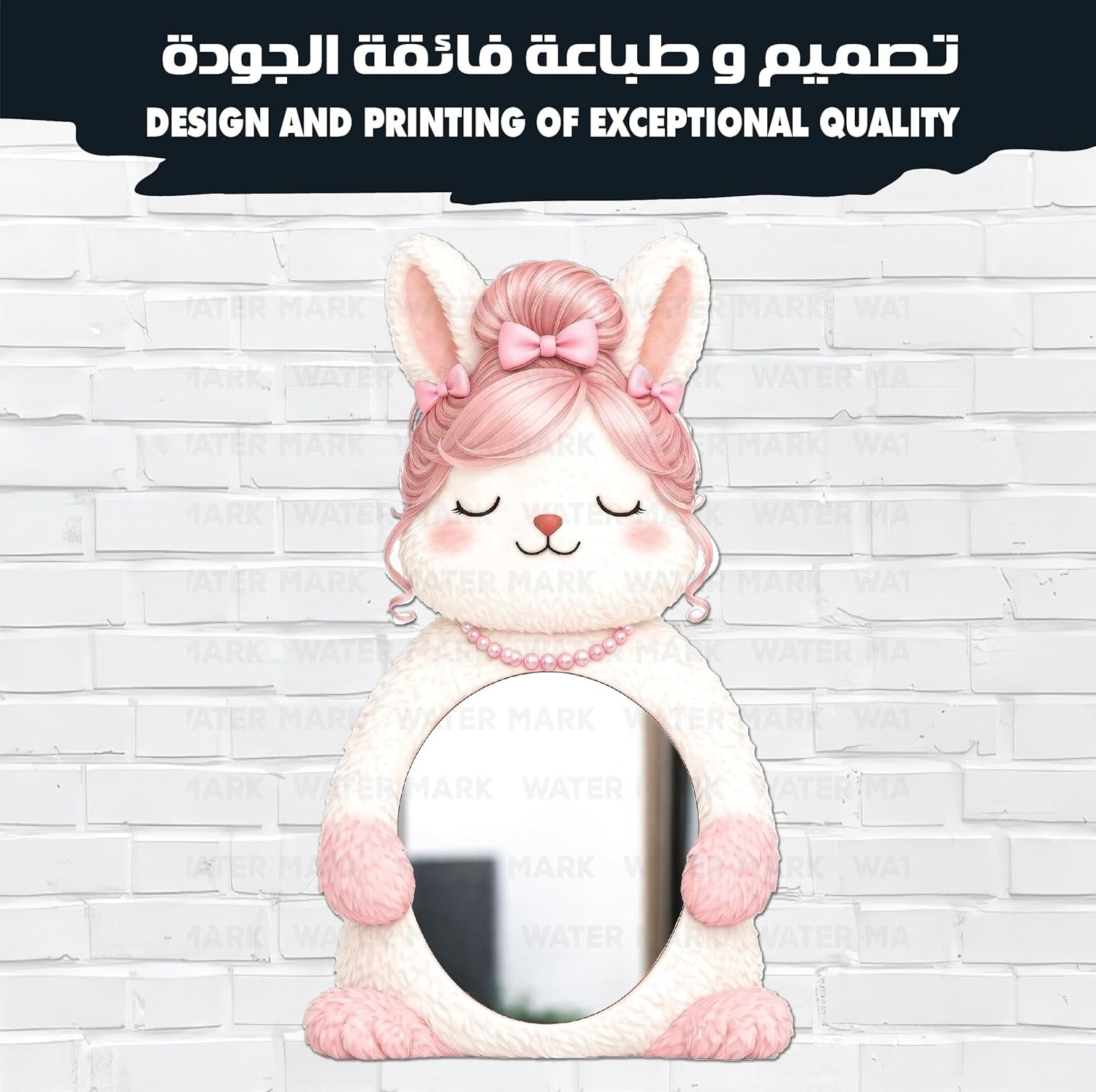 مرآة حائط للأطفال مصنوعة من خشب عالي الجودة بتصميم ارنب محبوب للبنات لمسة ديكور عصرية، آمنة تمامًا للصغار وغير قابلة للكسر، خفيفة الوزن وسهلة التركيب لتضفي أناقة على غرفة الطفل - صورة 11
