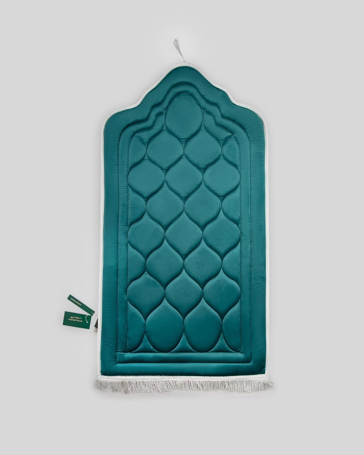 مقام إبراهيم سجادة صلاة فاخرة مبطنة لراحة الركبتين، قماش قطيفة ناعم بتصميم عثماني أنيق، مقاس كبير 120×70 سم (سفنج 1.5 سم)، ألوان ملكية (جنزاري) - صورة 2
