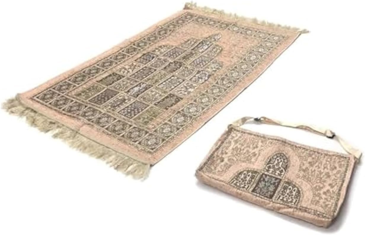 سجادة صلاة من البوليستر مع شنطة يام-005 (68 سم× 1.15 متر، بيج)
