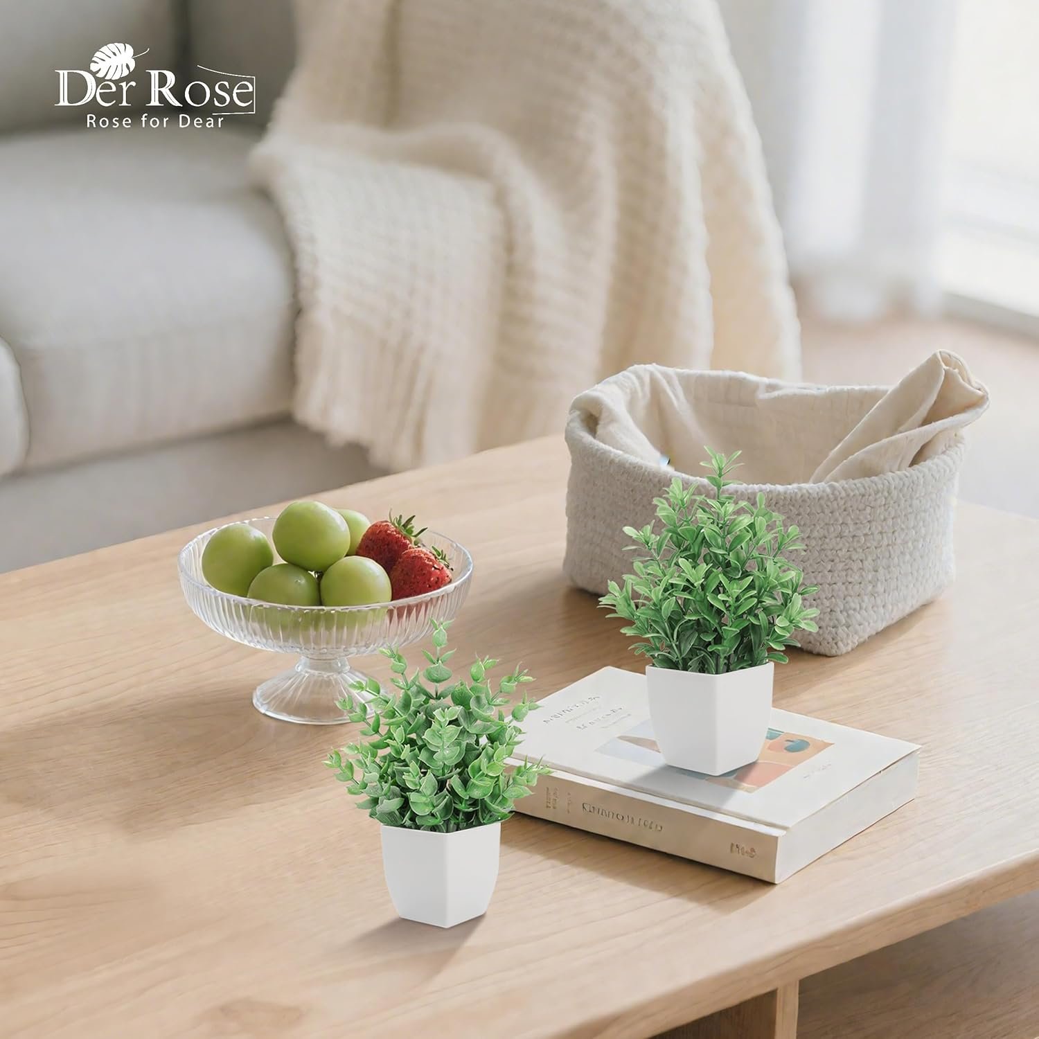 نباتات صناعية صغيرة من 6 قطع من دير روز، نباتات مزيفة اصطناعية داخلية لديكور المنزل والحمام وغرفة النوم وغرفة المعيشة - صورة 7