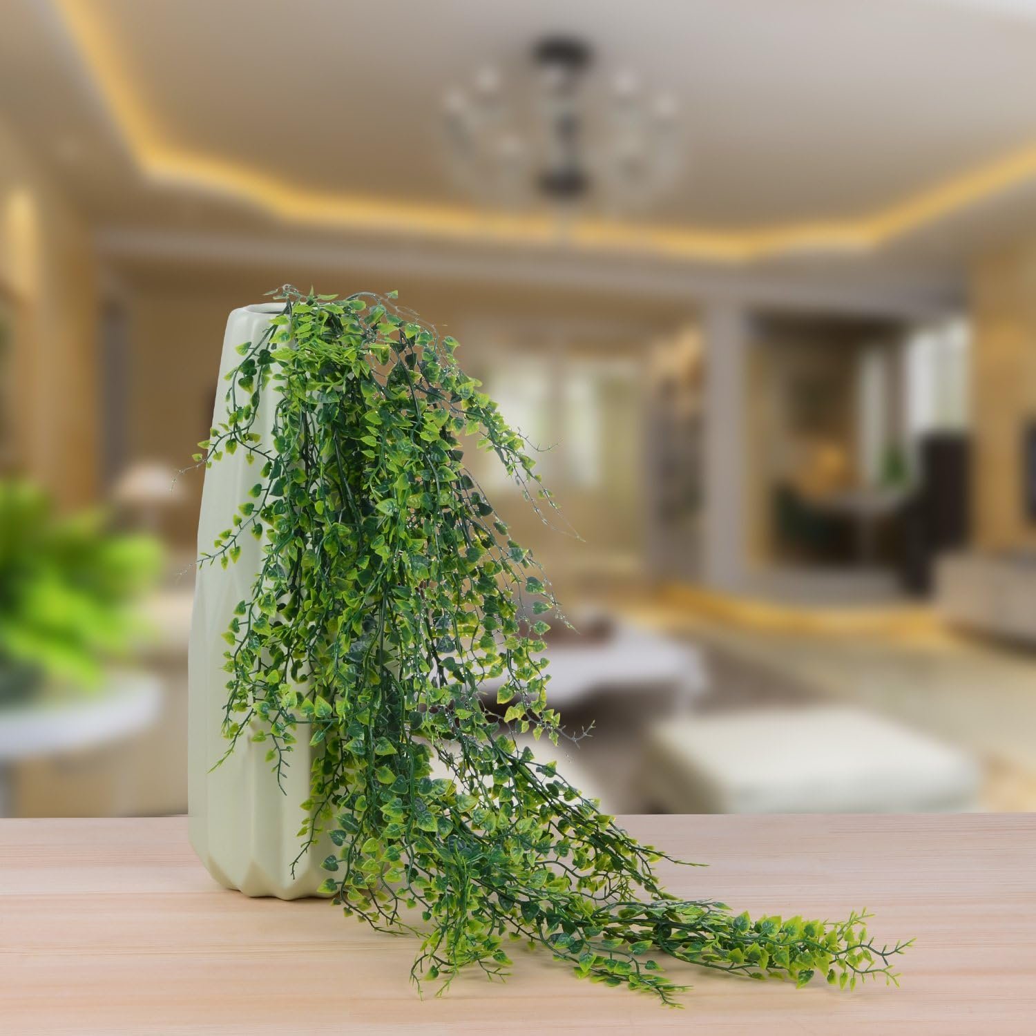 نباتات حائط اصطناعية بلاستيكية لديكور المنزل والاماكن الخارجية، 4 حزم من ارتيفلر، أخضر - صورة 6