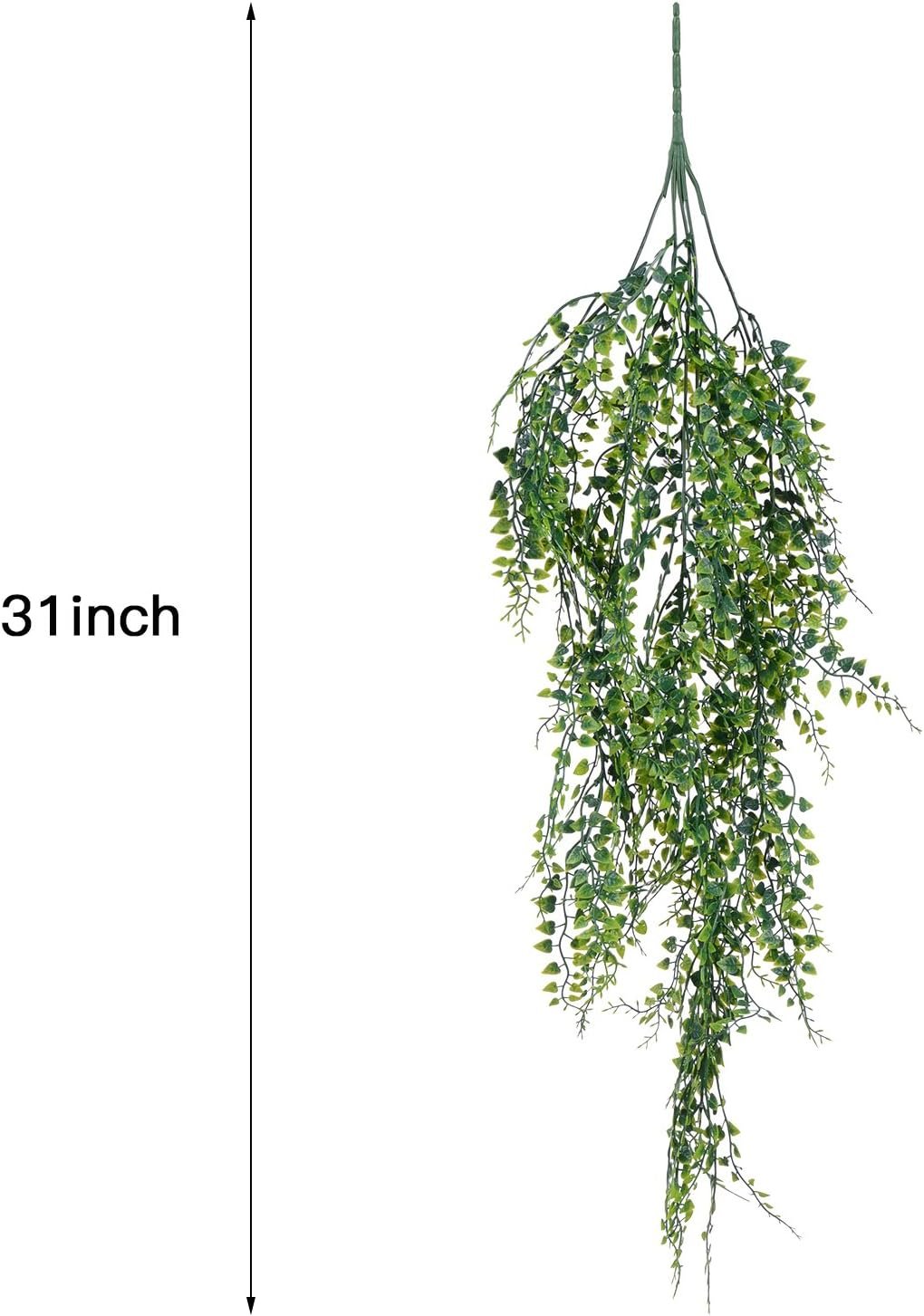 نباتات حائط اصطناعية بلاستيكية لديكور المنزل والاماكن الخارجية، 4 حزم من ارتيفلر، أخضر - صورة 5