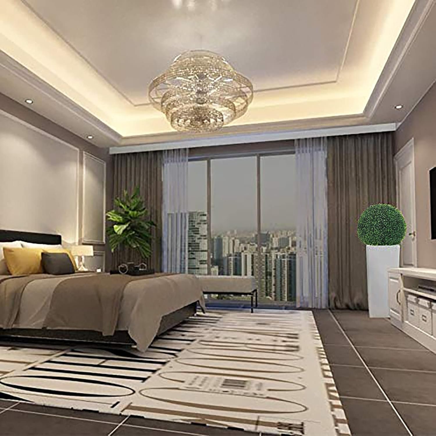 نباتات صناعية من ايورني لتزيين الحديقة وحفلات الزفاف وديكور المنزل الداخلي والخارجي بتصميم على شكل كرة، كرات نباتات صناعية بديلة بتشذيب فني توبياري للفناء الخلفي والبلكونة... - صورة 3