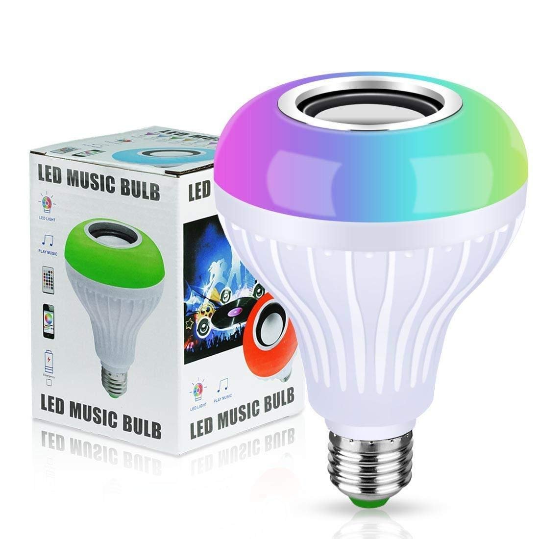 مصباح موسيقى LED بلوتوث 4.0 مكبر صوت - متعدد الالوان متغير E27 12 واط مصباح اضاءة LED مع جهاز تحكم عن بعد للمنزل/المسرح - صورة 2