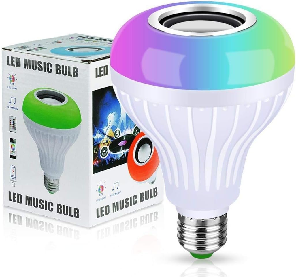 مصباح موسيقى LED بلوتوث 4.0 مكبر صوت - متعدد الالوان متغير E27 12 واط مصباح اضاءة LED مع جهاز تحكم عن بعد للمنزل/المسرح - صورة 5
