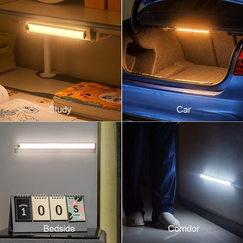 مصباح LED ذكي يعمل بالحث من بولاسي، مصباح LED بمستشعر حركة، مصباح خزانة قابل لاعادة الشحن، ضوء مستشعر حركة للحمام والممر والسلالم (ضوء دافئ) (30 سم) - صورة 9