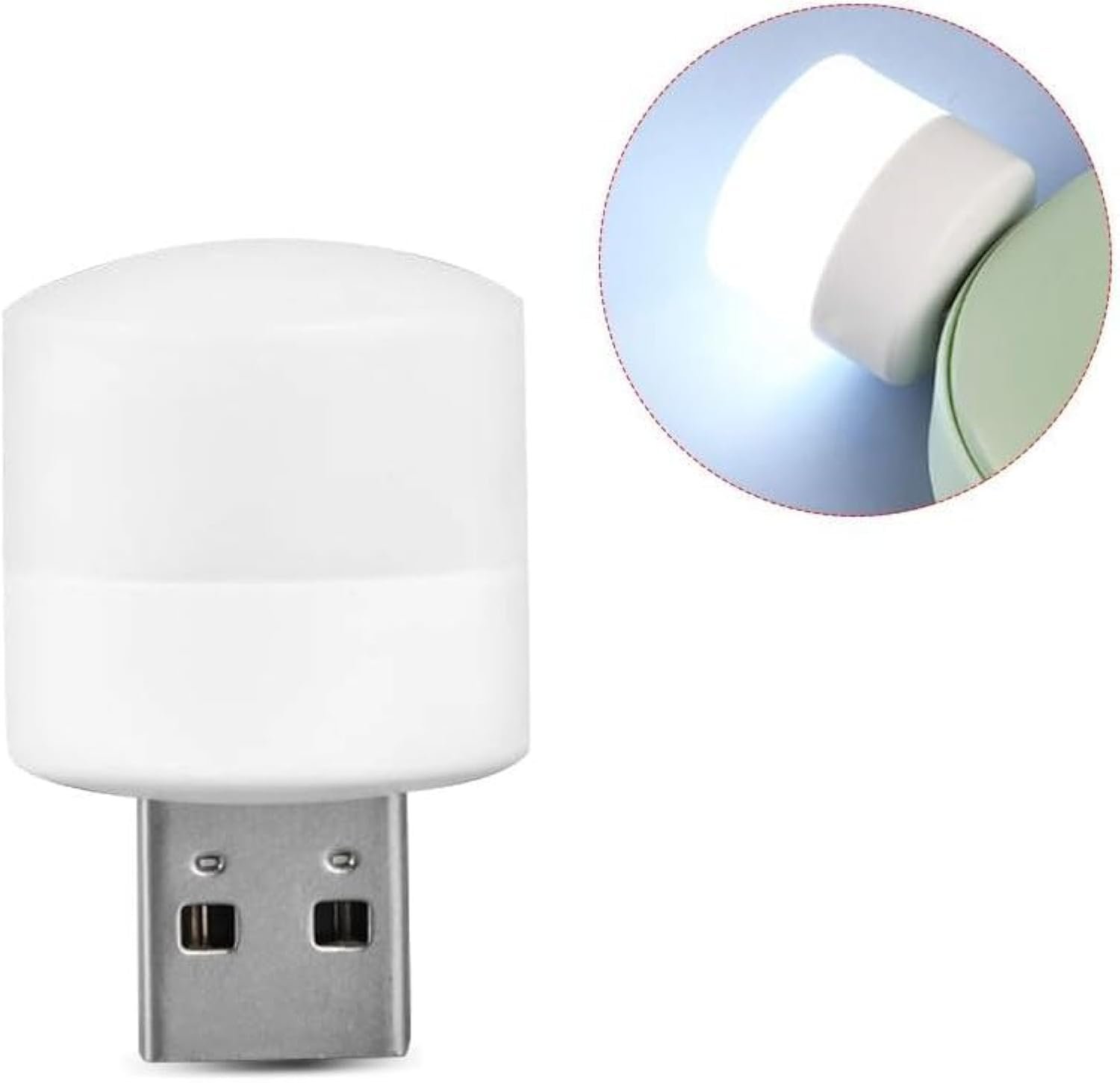 لمبة فيشة USB للكمبيوتر والموبايل، اباجورة مكتب LED دائرية صغيرة لحماية العين والقراءة من لينونيل، ضوء ابيض (قطعه واحده) - صورة 2