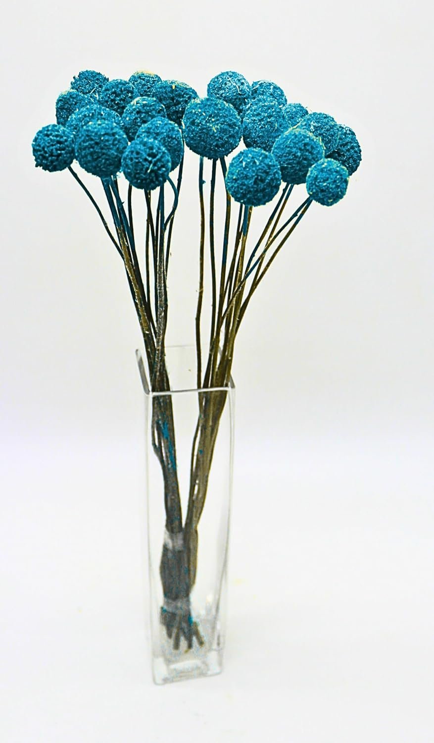FANCY Artificial Billy Button Flowers, Dried-Style Craspedia Ball Stems, 40 cm Length, Multiple Colours, Decorative Home Decor (20, Blue Bayou) - صورة 2
