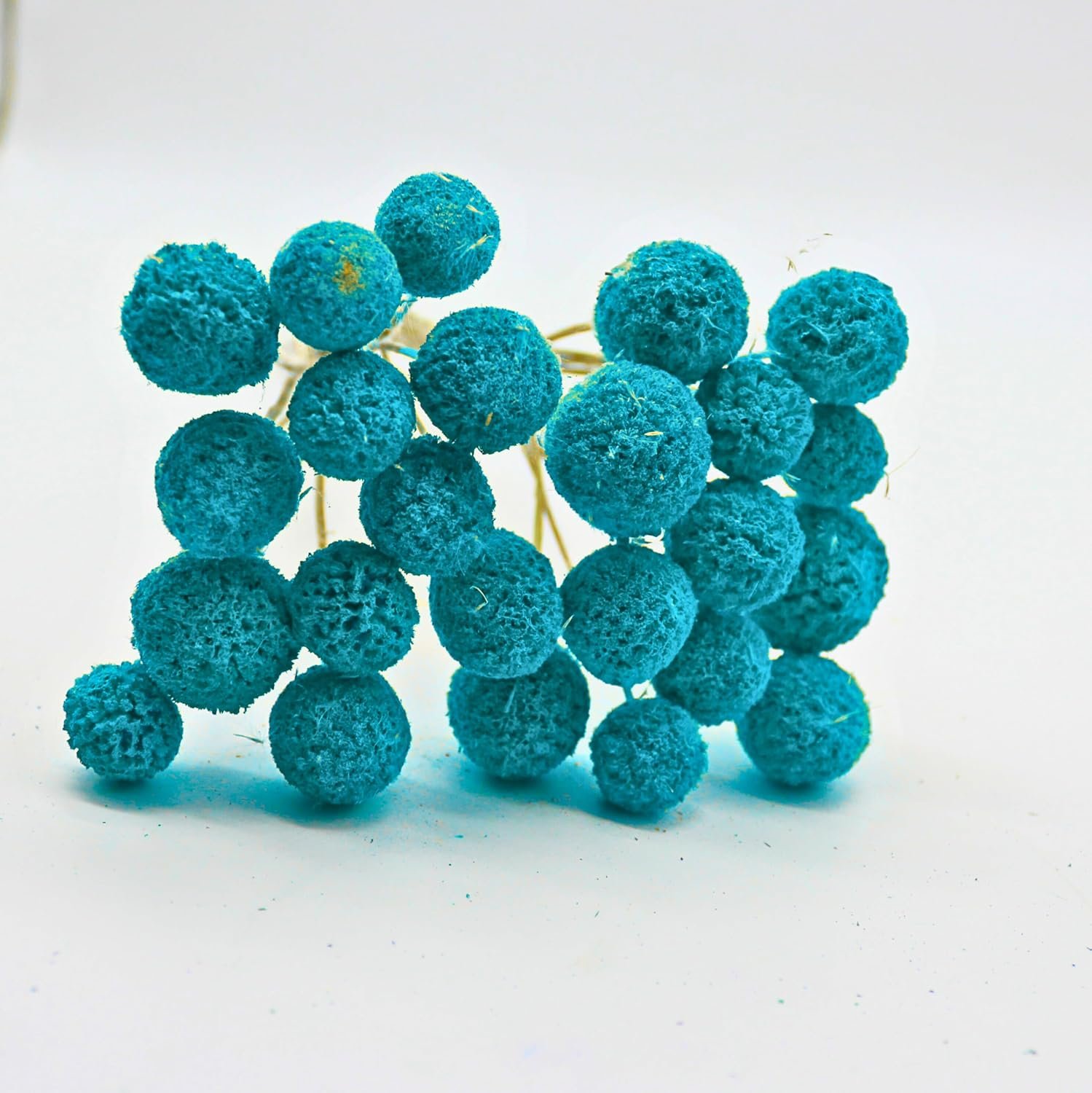 FANCY Artificial Billy Button Flowers, Dried-Style Craspedia Ball Stems, 40 cm Length, Multiple Colours, Decorative Home Decor (20, Blue Bayou) - صورة 3