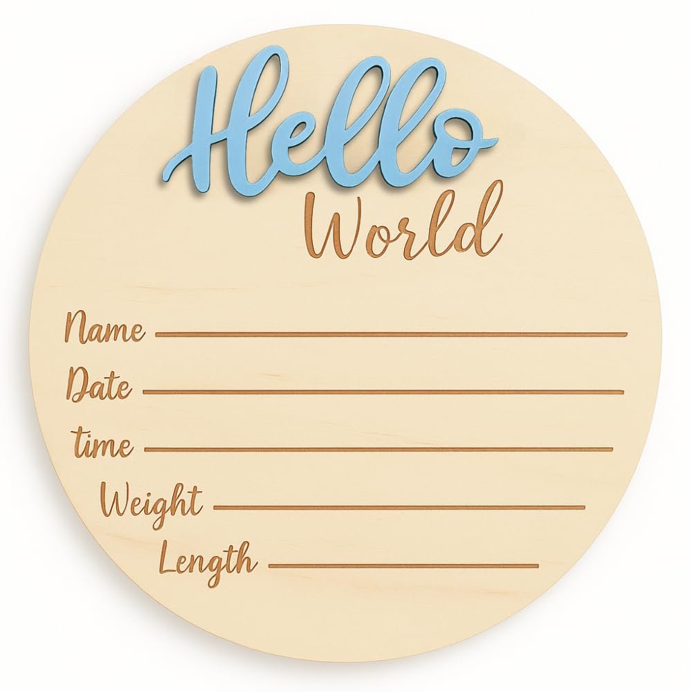 لافتة إعلان احتفالا بالأطفال البيبي، بطبعة “hello world” لحديثي الولادة للمستشفى، لافتة خشبية كبيرة 15.24 سم لاسم الطفل، مناسبة للتصوير الفوتوغرافي لحديثي الولادة للأولاد...