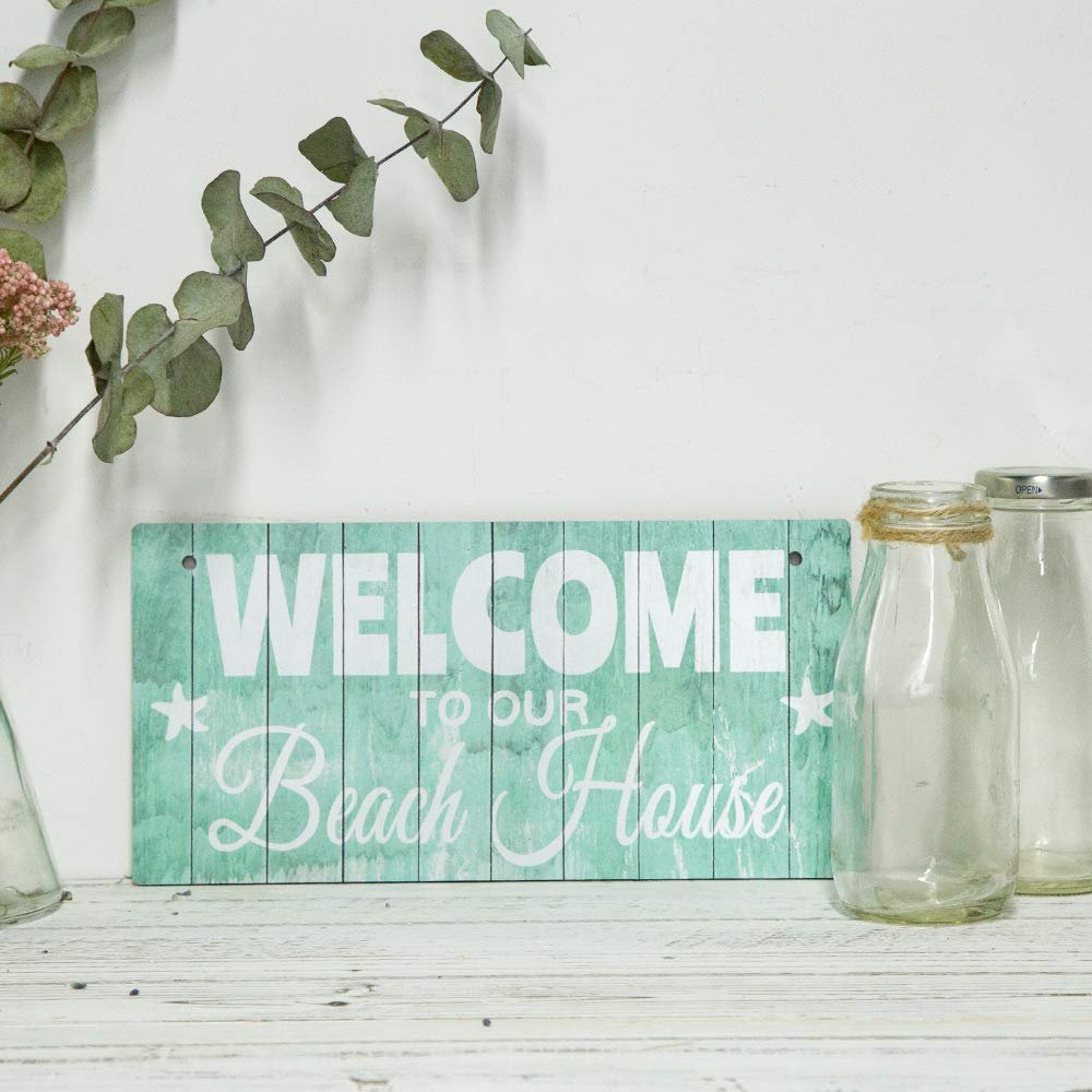 لافتة ديكورية قابلة للتعليق على الباب والحائط مطبوع عليها عبارة "Welcome to Our Beach House" من بوتو، مقاس 25 × 13 سم - صورة 2