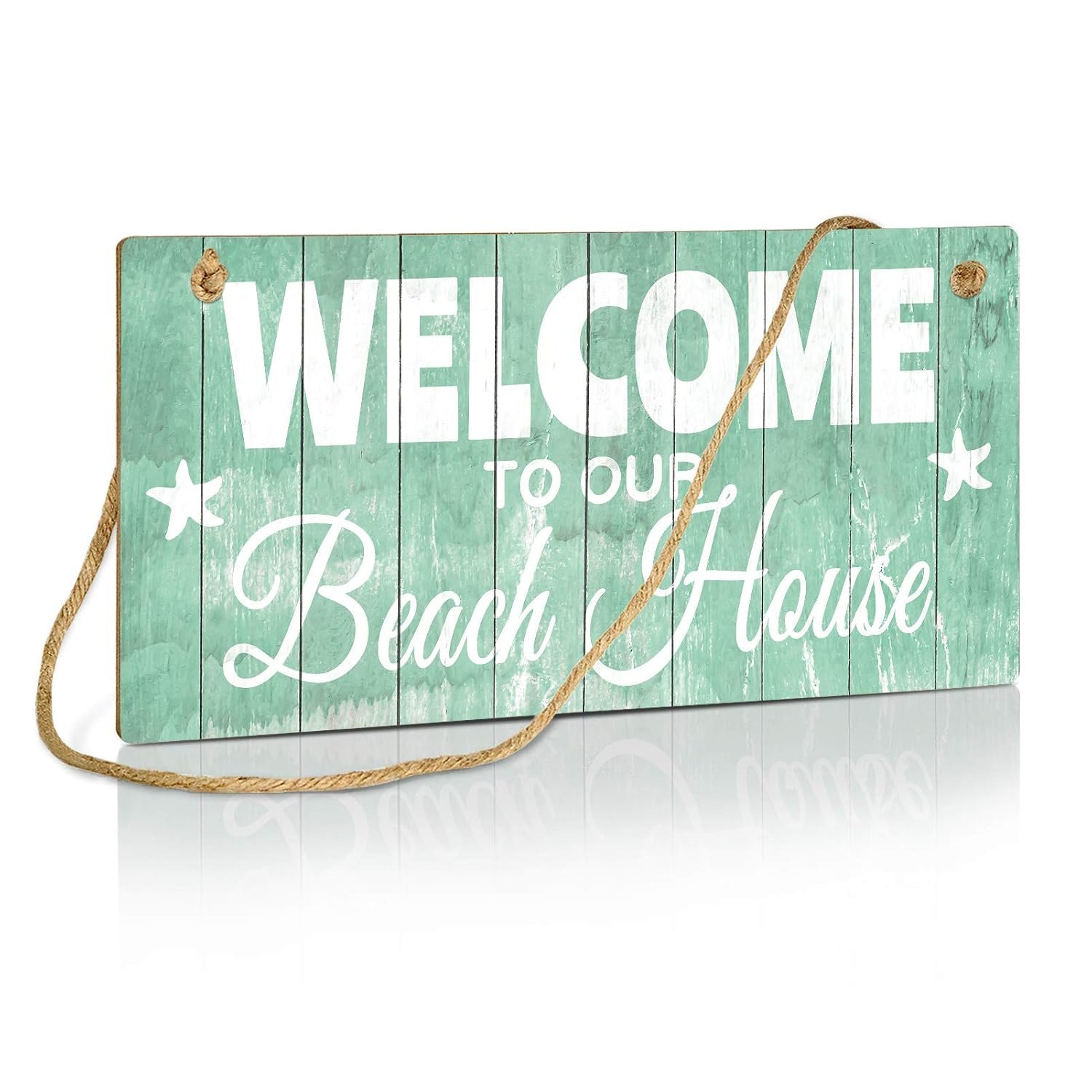 لافتة ديكورية قابلة للتعليق على الباب والحائط مطبوع عليها عبارة "Welcome to Our Beach House" من بوتو، مقاس 25 × 13 سم