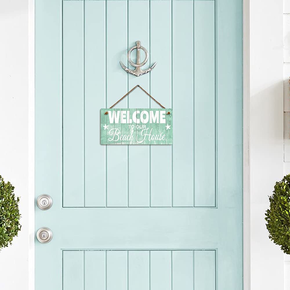 لافتة ديكورية قابلة للتعليق على الباب والحائط مطبوع عليها عبارة "Welcome to Our Beach House" من بوتو، مقاس 25 × 13 سم - صورة 6