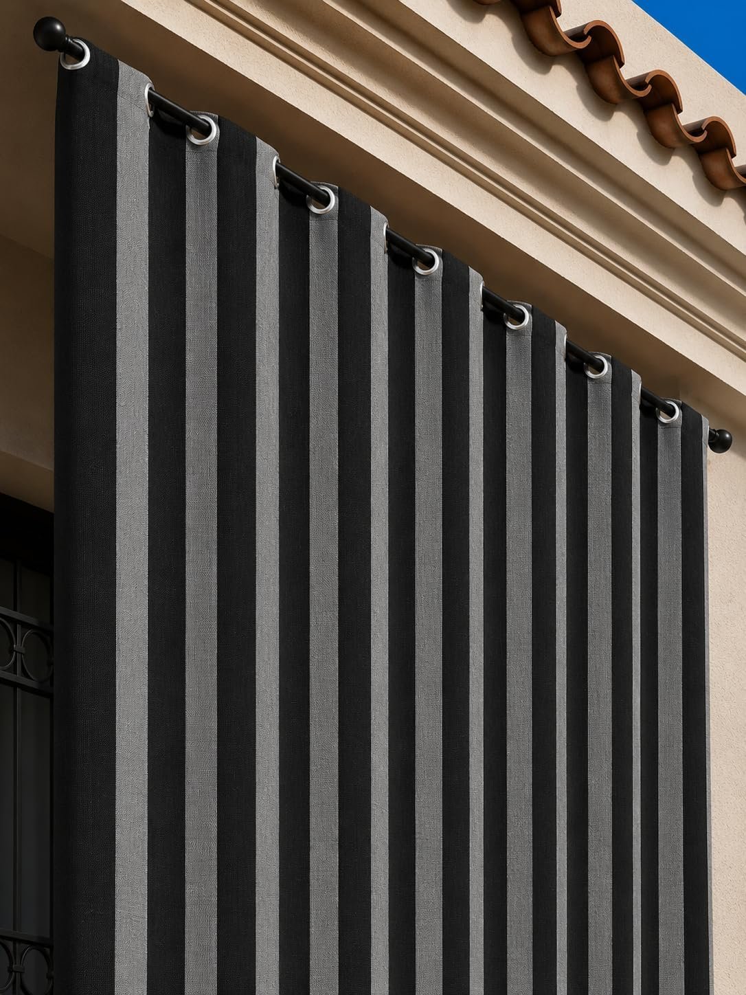 ستارة شرفة انيقة من غمام، قطعة واحدة، مقاس 150×280 سم، BLK1-1