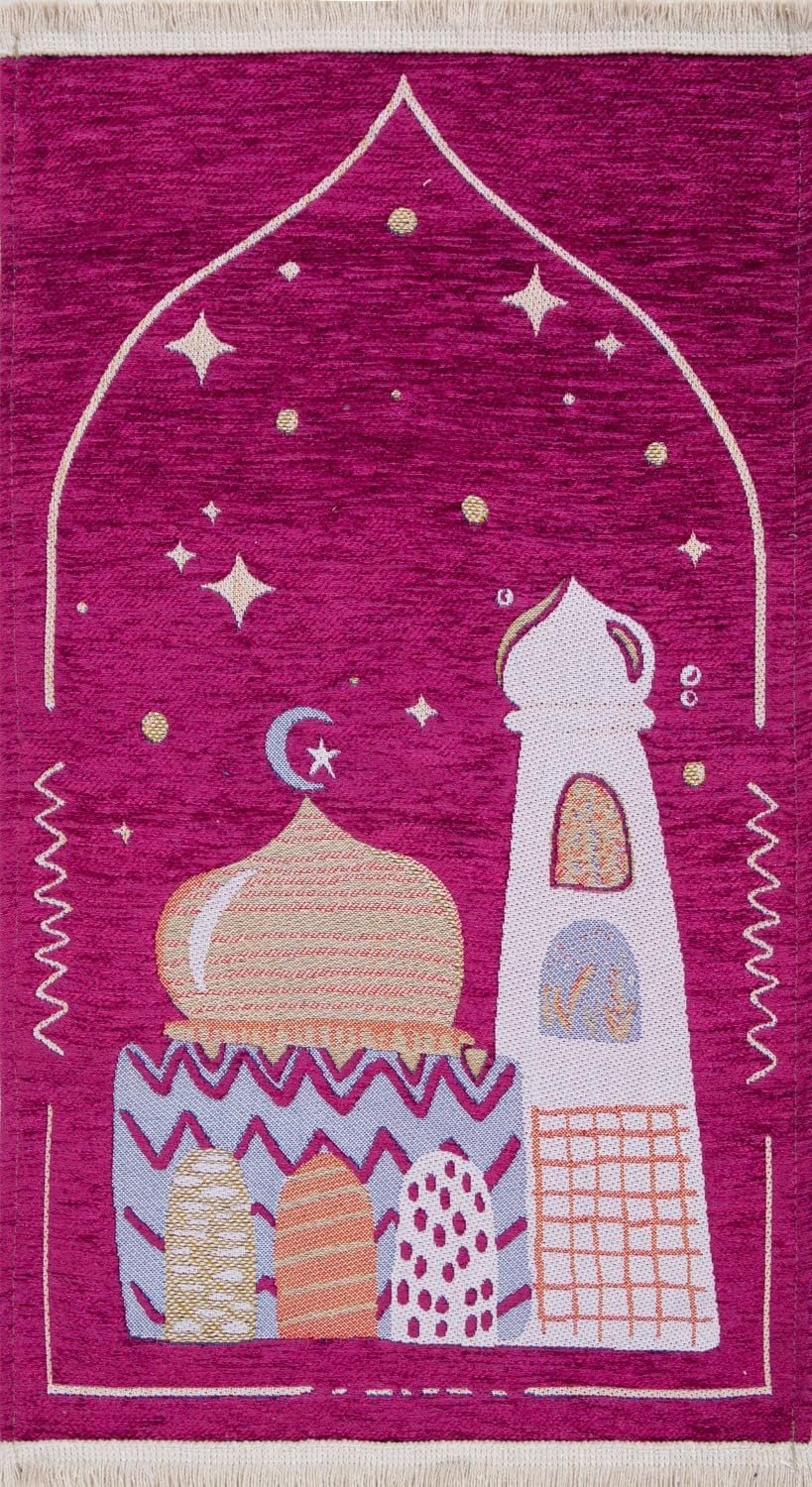 Oriental Weavers Gobelin Prayer Mat for Kids, 80 cm Length x 45 cm Width, Purple