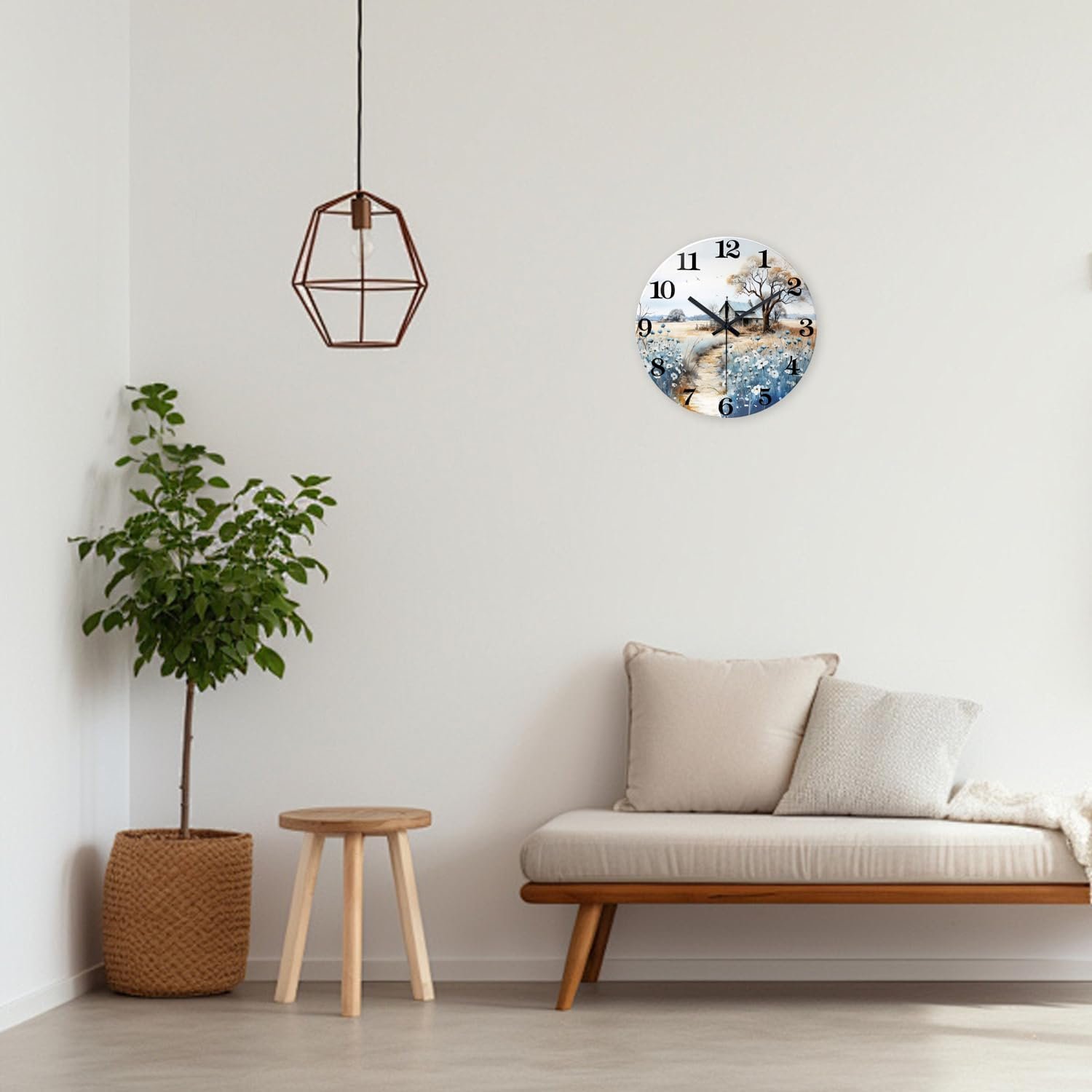 XNM Small Wall Clocks Battery Operated 12 Inch Flower Silent Wall Clock for Bedroom Rustic Clocks for Walls(No Solid Wood, It is with MDF Material) - صورة 4