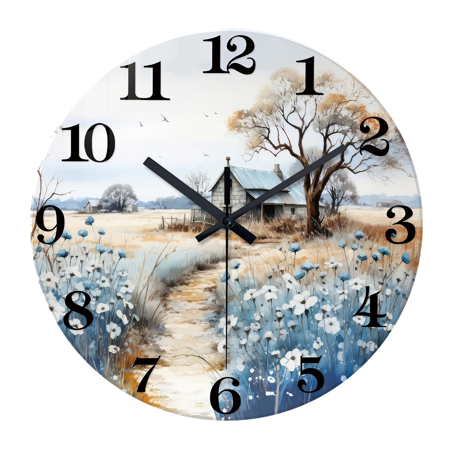 XNM Small Wall Clocks Battery Operated 12 Inch Flower Silent Wall Clock for Bedroom Rustic Clocks for Walls(No Solid Wood, It is with MDF Material) - صورة 11
