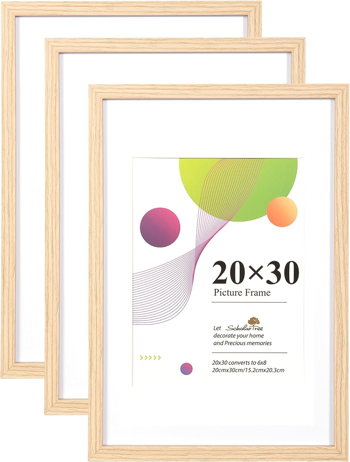 اطار صور 30 × 40 من سكولار تري، 3 عبوات من خشب البلوط، اطار صورة 12 × 16، اطارات صور خشبية مع حامل ايه 4، مع تعليق على الحائط - صورة 5