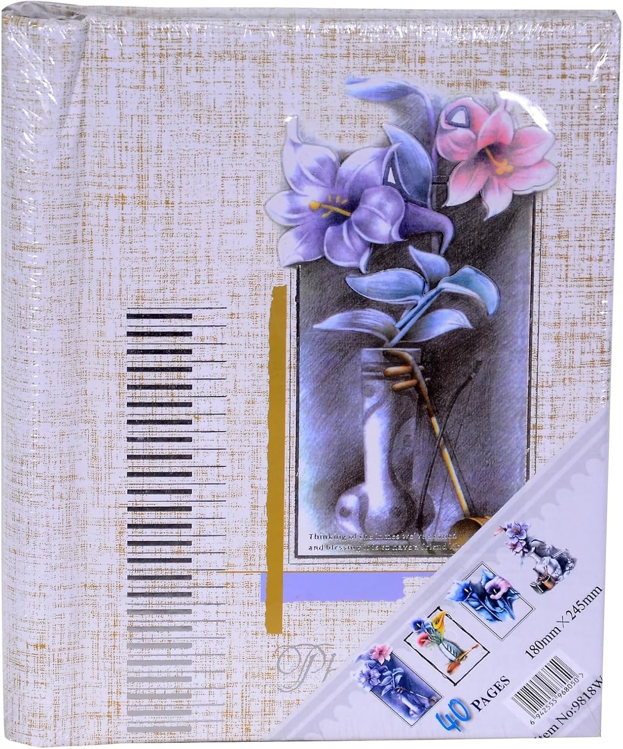 ألبوم صور لحفظ الصور التذكارية، 10 × 15 سم و13 × 18 سم و15 × 21 سم، نمط زهور 4