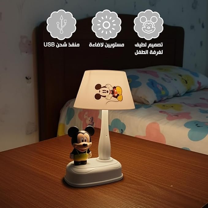 مصباح طاولة بتصميم كرتوني متعدد الزوايا، مصباح ليد قابل للطي والتعديل مع مفتاح طاقة، ضوء ناعم للعناية بالعين للقراءة والدراسة وغرفة النوم (أبيض)
