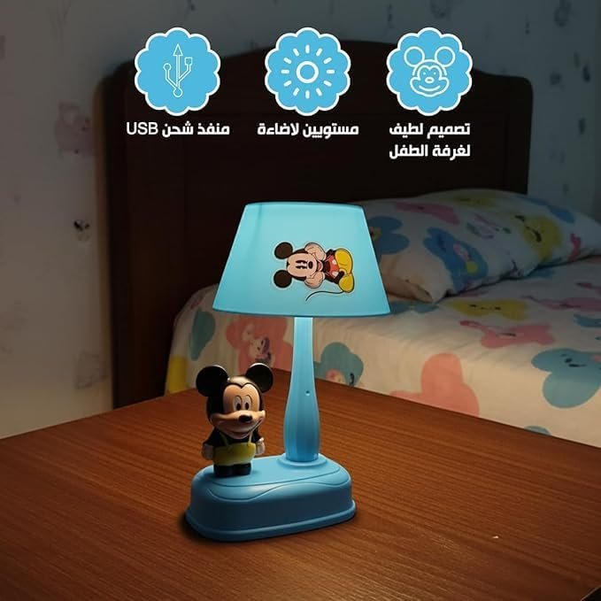 أباجورة مكتب بتصميم كرتوني متعددة الزوايا، مصباح ليد قابل للطي والتعديل مع مفتاح طاقة، إضاءة ناعمة للعناية بالعين للقراءة والدراسة وغرفة النوم (لون أزرق)
