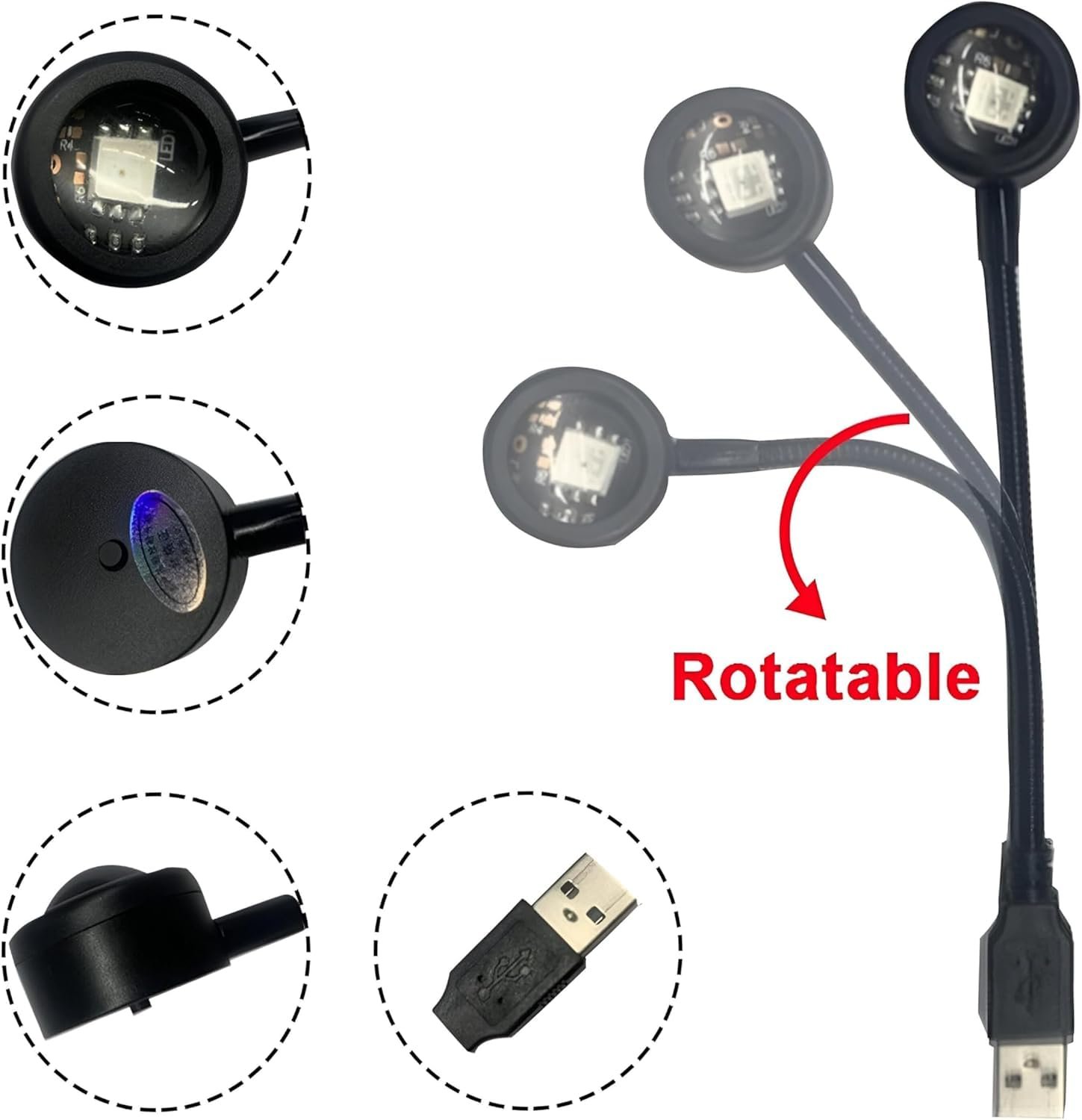 مصباح الغروب الذكي Mini USB - إضاءة الاحترافية - وناسة ديكور مودرن برقبة مرنة 360 درجة - ابجورة ألوان الغروب وقوس قزح - إضاءة ليلية للتصوير والديكور - صورة 7
