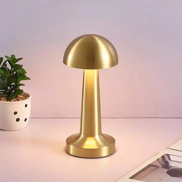 مصباح طاولة ذهبي، تصميم فطر، إضاءة LED، ديكور حديث، لغرفة النوم والمكتب - صورة 3