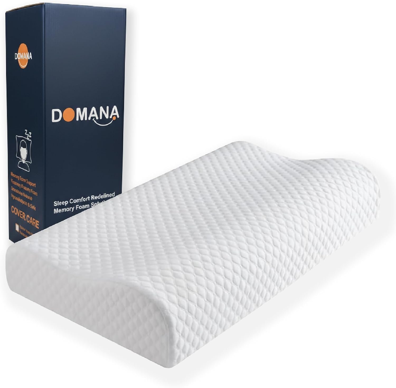 وسادة دومانا (DOMANA) الطبية من الميموري فوم لآلام الرقبة والظهر - تصميم مريح لدعم العمود الفقري مع غطاء قابل للغسل لنوم صحي ومريح (50*30)
