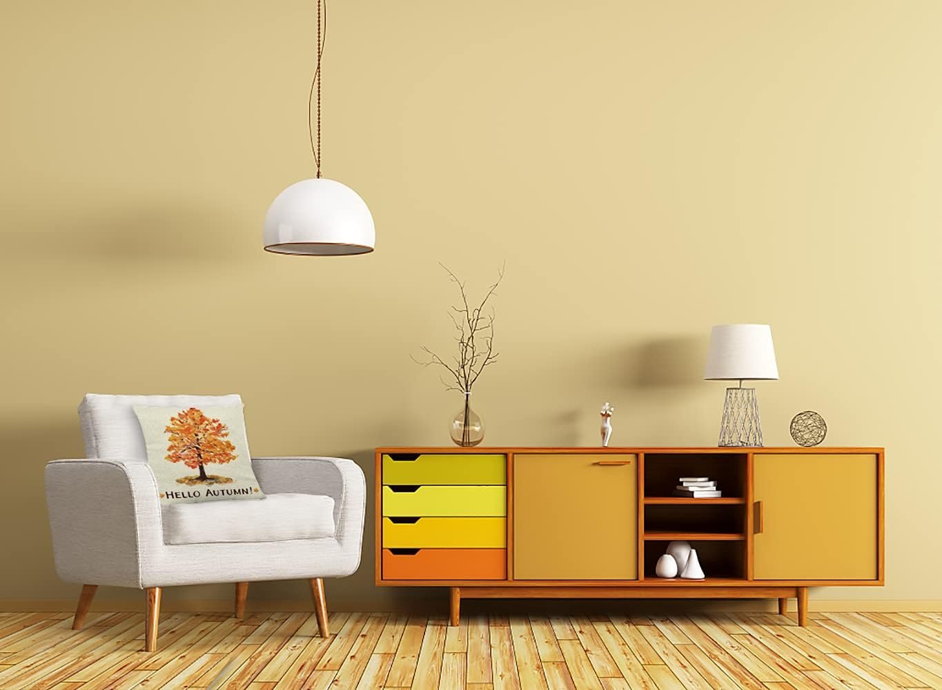 كيس مخدة بتصميم عبارة «Hello Autumn شجرة القيقب» من هاينج مقاس 45 × 45 سم لتزيين الخريف، كيس مخدة بألوان مائية لعيد الشكر والمزرعة، كيس مخدة مزخرف للكنبة والسرير