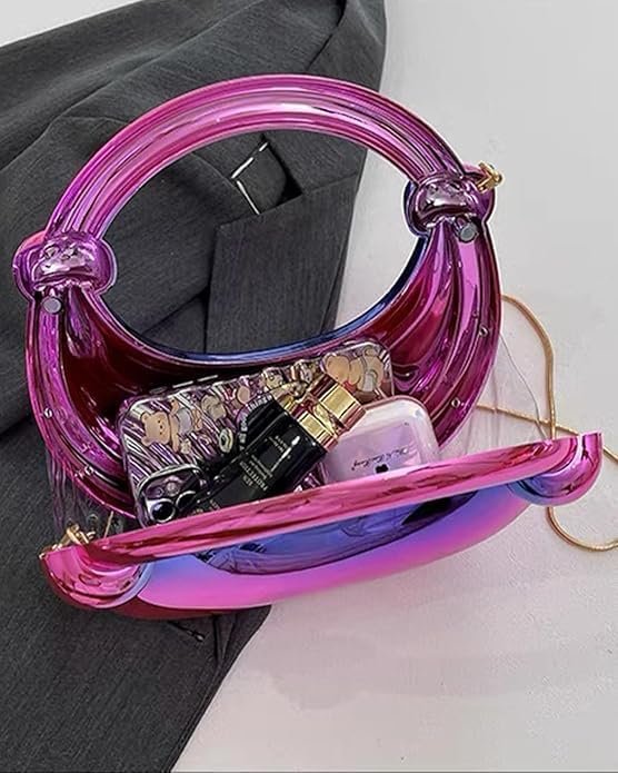 حقيبة كروس بودي نسائية بلاستيكية ذهبية، حقيبة يد صغيرة بسلسلة، تصميم عصري أنيق للخروجات والتنزه - صورة 2