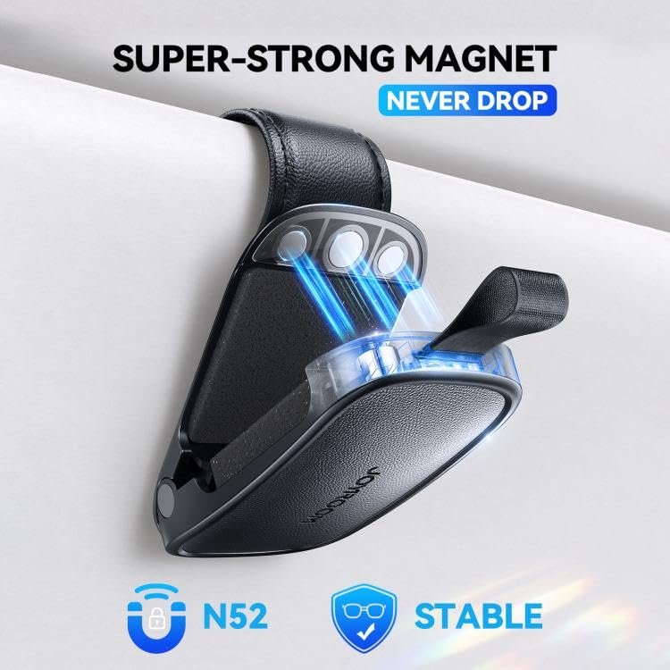 حامل النظارات الشمس، موديل JR-ZS511 لحاجب الشمس للسيارة، تصميم مشبك آمن، تصميم مدمج، هيكل متين، سهل التركيب من جوي رووم، لون أسود - صورة 10