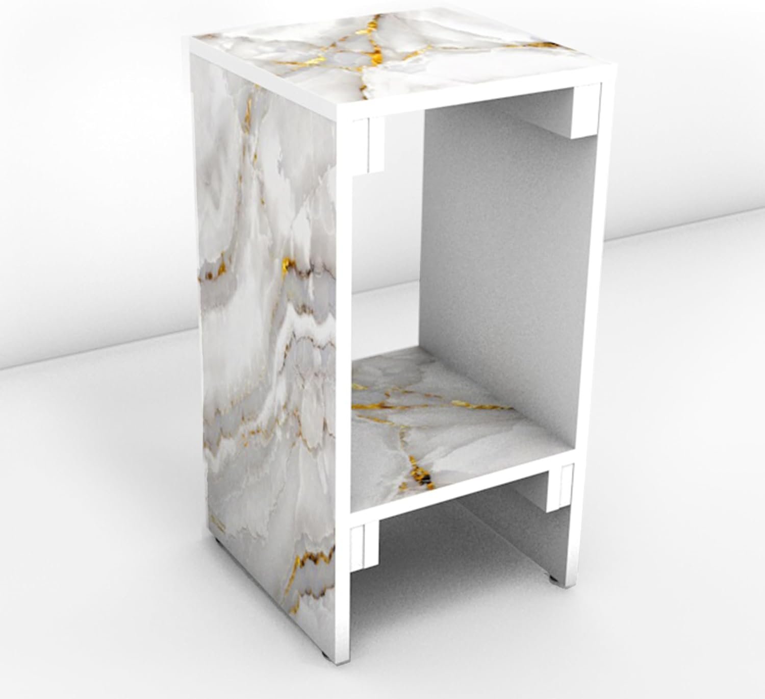 Khayal Gallery ترابيزة جانبية بتصميمات مطبوعة ضد الماء - ركن قهوة عصري سهل التركيب بتعشيق (55×30×30 سم) - Exclusive Side Table & Coffee Corner, Waterproof Printed Design (رخامي... - صورة 12
