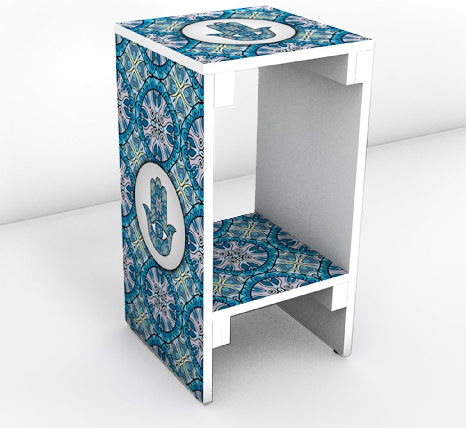 Khayal Gallery ترابيزة جانبية بتصميمات مطبوعة ضد الماء - ركن قهوة عصري سهل التركيب بتعشيق (55×30×30 سم) - Exclusive Side Table & Coffee Corner, Waterproof Printed Design (رخامي... - صورة 11